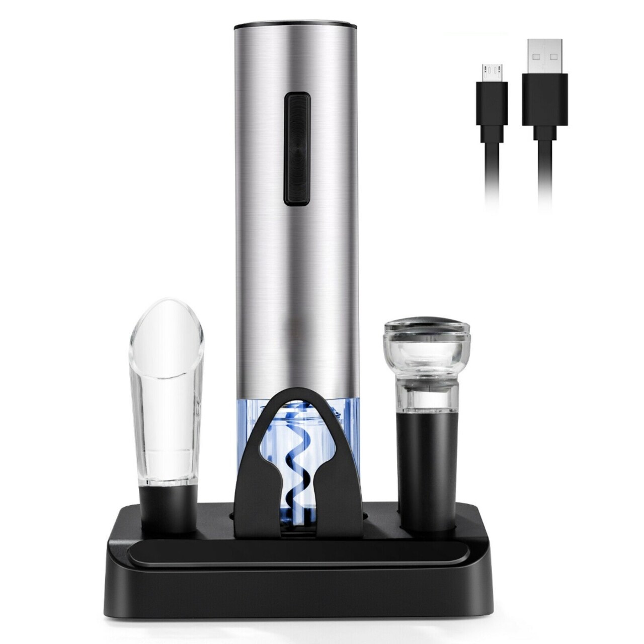 6-Piece Electric Wine Bottle Opener Set with USB Charging and Accessories Perfect Gift for Wine Lovers